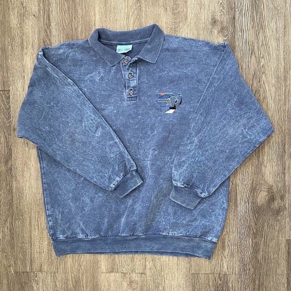 Vtg Acid Wash Shirt Size Medium Long Sleeve Blue Embroidered Ford GT40 Patterson - Picture 4 of 11